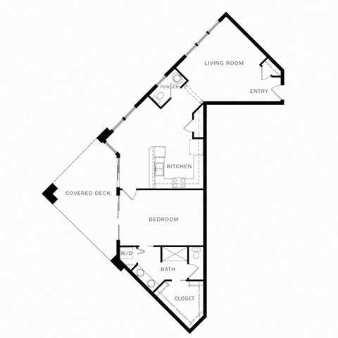 Floor plan for 1 bed, 1 bath